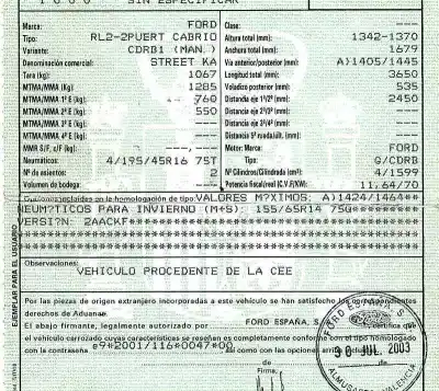 Утилизация автомобиля ford streetka (ccs) 1.6 cat года 2003 питание cdrb