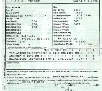 Здавання транспортного засобу renault clio ii fase i (b/cbo) 1.4 alize 75 cv / 55 kw року 2000 потужний e7j c6