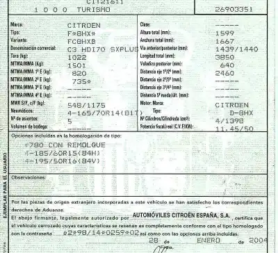 Scrapping Vehicle citroen c3 1.4 hdi exclusive of the year 2004 powered 8hx