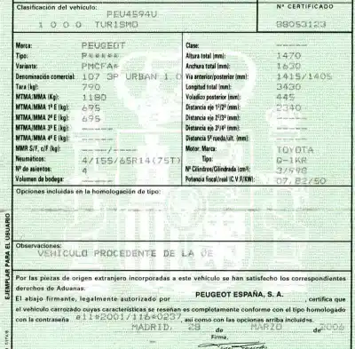 Veicolo di demolizione peugeot 107 1.0 cat (384f) dell'anno 2006 alimentato 1kr