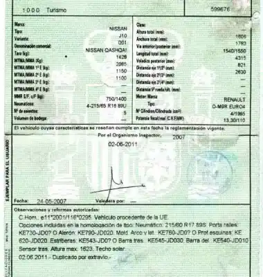Scrapping Vehicle nissan qashqai / qashqai +2 i (j10, nj10, jj10e) 2.0 dci of the year 2007 powered m9r