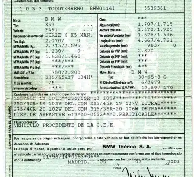 Veículo de Sucata bmw x5 (e53) 3.0i do ano 2003 alimentado 306s3