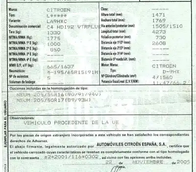 Veicolo di demolizione citroen c4 coupe vtr dell'anno 2006 alimentato 9hx