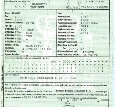 Здавання транспортного засобу renault clio ii fase ii (b/cb0) 1.4 16v року 2005 потужний k4jb711