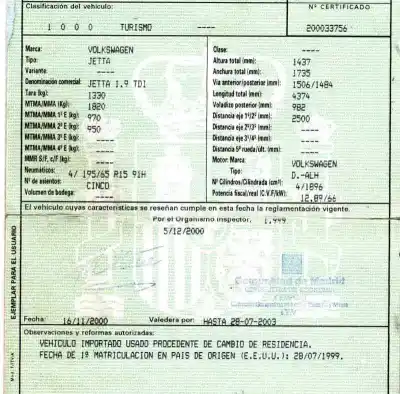 Scrapping Vehicle volkswagen jetta (1k2) 1.9 tdi of the year 1999 powered d-alh