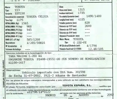 Sloopvoertuig toyota celica (t23) 1.8 van het jaar 2002 aangedreven 1zzfe