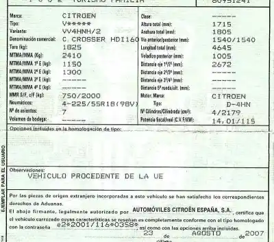 Утилизация автомобиля citroen                                            c-crosser (vu_, vv_)                                                                                                                                                                                                                                       2.2 hdi года 2007 питание 4hn