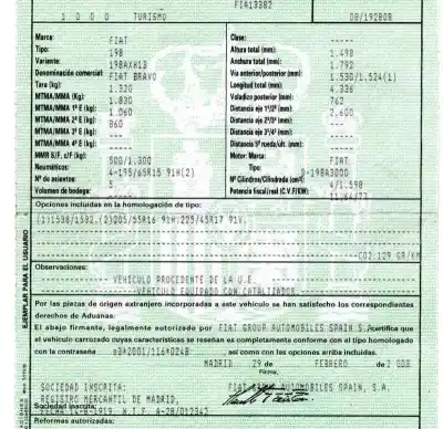 Veículo de Sucata fiat bravo (198) 1.6 16v active multijet (77kw) do ano 2008 alimentado 198a3000