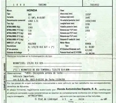 Scrapping Vehicle honda logo (ga3) 1.3i of the year 1999 powered d13b7