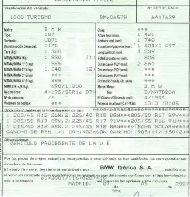 Veículo de Sucata bmw serie 1 berlina (e81/e87) 118d do ano 2007 alimentado n47d20a