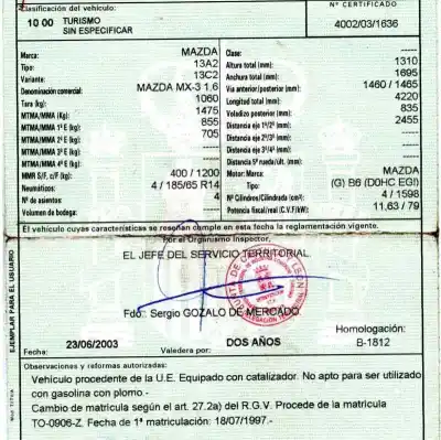 Scrapping Vehicle mazda mx-3 (ec) 1.6 16v of the year 1997 powered g b6