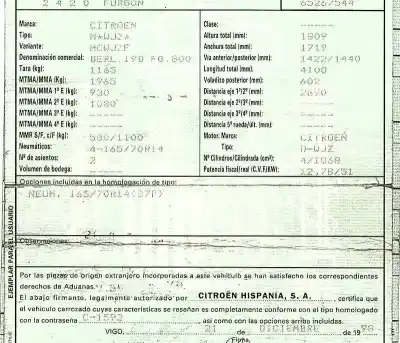 Scrapping Vehicle citroen berlingo 1.9 d multispace of the year 1998 powered wjz
