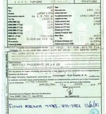 Veicolo di demolizione audi a6 berlina (4b2) 2.5 v6 24v tdi dell'anno 1999 alimentato afb