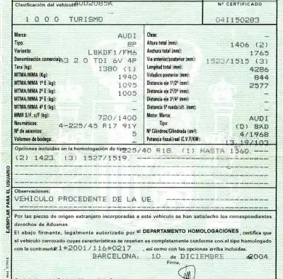 Veículo de Sucata audi a3 (8p) 2.0 tdi do ano 2004 alimentado bkd