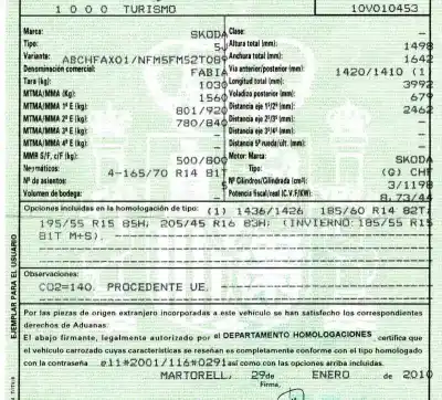 Утилизация автомобиля skoda fabia (5j2 ) 1.2 года 2010 питание chf