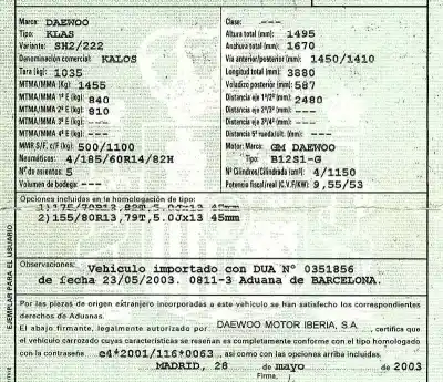 Scrapping Vehicle daewoo kalos (klas) 1.2 of the year 2003 powered b12s1-g