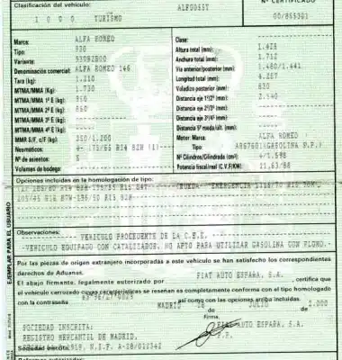 Veicolo di demolizione alfa romeo 146 1.6 16v cat dell'anno 2000 alimentato ar67601