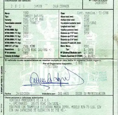 Veículo de Sucata ford transit caja cerrada, larga (fy) (2000 =>) 2.4 tde cat do ano 2004 alimentado d0fa