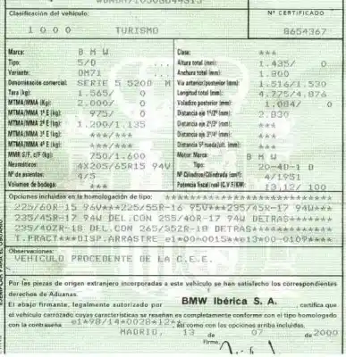 Veículo de Sucata bmw serie 5 berlina (e39) 520d do ano 2000 alimentado 20-4d-1 d