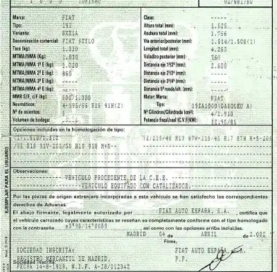 Veículo de Sucata fiat stilo (192) 1.9 jtd cat do ano 2002 alimentado 192a1|000