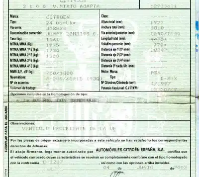 Vehicul casat citroen jumpy i (u6u_) 2.0 hdi 95 al anului 2002 alimentat rhx