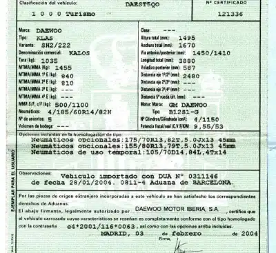 Veículo de Sucata daewoo kalos (klas) 1.2 do ano 2004 alimentado b12s1-g