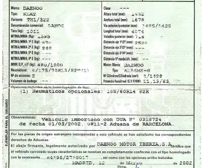 Véhicule à la ferraille daewoo lanos 1.5 cat de l'année 2002 alimenté a15sms-g