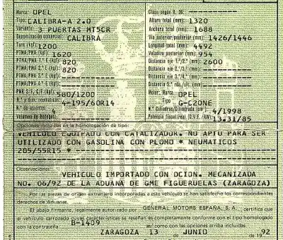 Scrapping Vehicle opel calibra 2.0 of the year 1992 powered c20ne