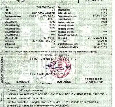 Утилизация автомобиля volkswagen passat variant (3b5) 1.8 20v turbo года 2000 питание apu