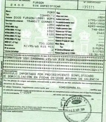 Veículo de Sucata ford transit connect (tc7) 1.8 tdci cat do ano 2008 alimentado r2pa