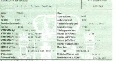 Veículo de Sucata volvo v70 familiar 2.4 (103kw) do ano 2002 alimentado b5244s2