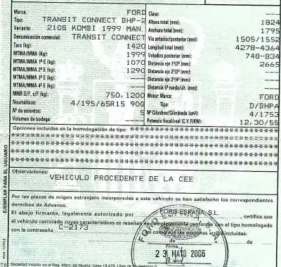 Veículo de Sucata ford transit connect (tc7) 1.8 tdci cat do ano 2006 alimentado bhpa