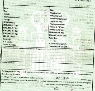 Veículo de Sucata seat altea (5p1) 1.9 tdi do ano 2004 alimentado bjb