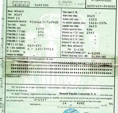 Утилизация автомобиля renault twingo (co6) 1.2 года 1994 питание g-c3c