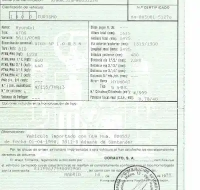 Veicolo di demolizione hyundai atos (mx) gls dell'anno 1998 alimentato g4hc