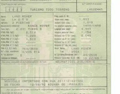 Scrapping Vehicle land rover range rover vogue turbo diesel of the year 1993 powered d95a