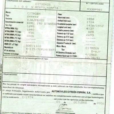 Veículo de Sucata citroen berlingo 1.9 d multispace do ano 2006 alimentado wjy