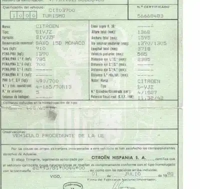 Scrapping Vehicle citroen saxo 1.5 diesel of the year 1998 powered vjz