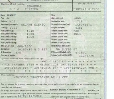 Утилизация автомобиля renault scenic (ja..) 1.9 dci authentique года 2001 питание f9q k7