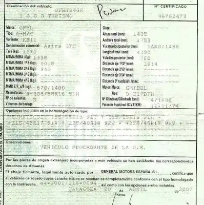 Veículo de Sucata opel astra gtc 1.7 16v cdti do ano 2007 alimentado z17dth