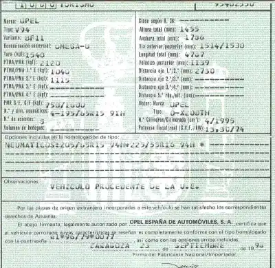 Здавання транспортного засобу opel                                               omega b (v94)                                                                                                                                                                                                                                              2.0 dti 16v (f69 m69 p69)                                                                                                                                                                                                                                  року 1998 потужний x20dth