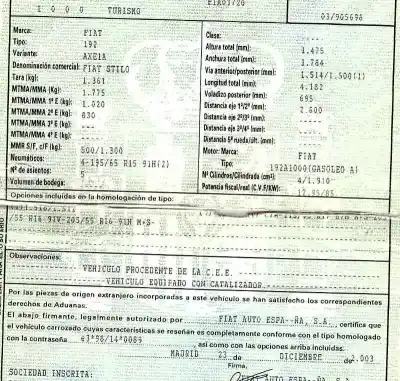 Veículo de Sucata fiat stilo (192) 1.9 jtd cat do ano 2003 alimentado 192a1000