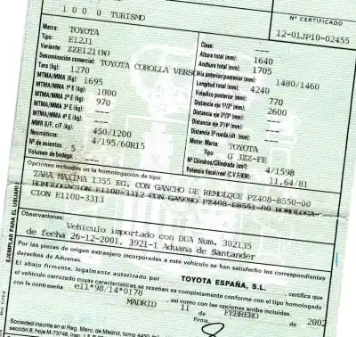 Veículo de Sucata toyota corolla (e12) 1.6 16v do ano 2002 alimentado 3zzfe