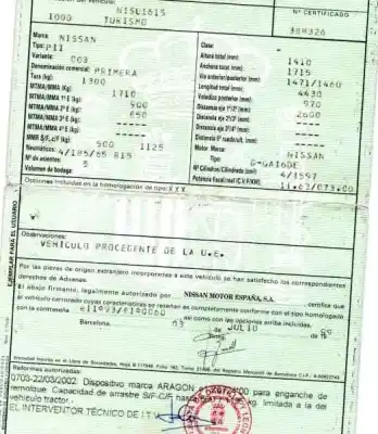 Vehicul casat nissan primera berlina (p11) 1.6 16v cat al anului 1999 alimentat ga16de