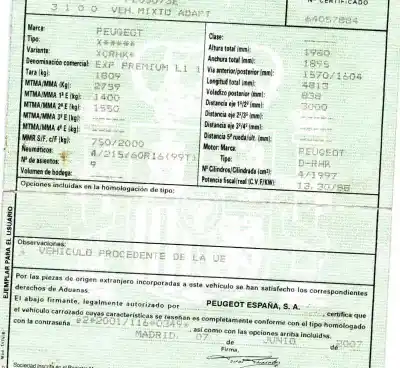 Veículo de Sucata peugeot expert tepee l1h1 premium do ano 2007 alimentado rhk