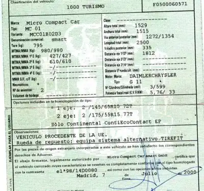 Scrapping Vehicle smart coupe 0.6 turbo cat of the year 2000 powered g11