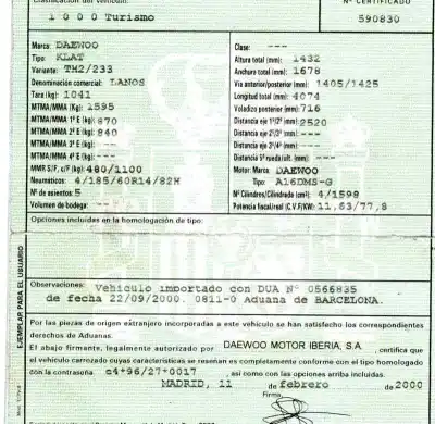 Scrapping Vehicle daewoo lanos 1.6 cat of the year 2000 powered a16dms