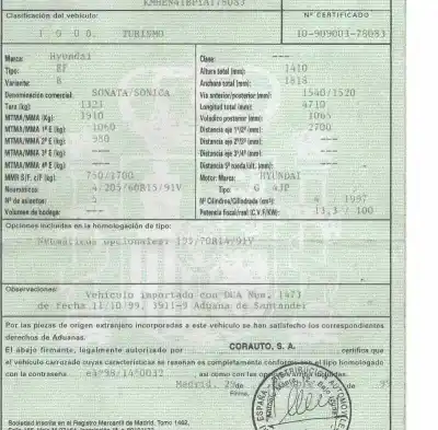 Veículo de Sucata hyundai sonata (y4) 2.0i 16v gls do ano 1999 alimentado g 4jp