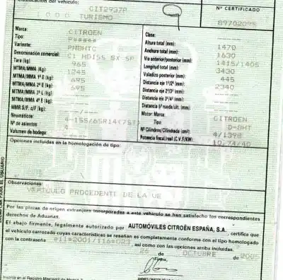Véhicule à la ferraille citroen c1 sx de l'année 2005 alimenté 8ht