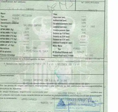 Veículo de Sucata hyundai galloper 2.0 g /g4cp 5pranchera do ano 2000 alimentado g-g4cp